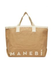 Manebi Torebka B 0.4 EY Beżowy. Brązowe shopper bag Manebi, bez wzorów, z materiału, bez dodatków. Za 399.99 zł.