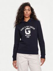 Gant Bluza Logo 4200847 Granatowy Relaxed Fit. Niebieskie bluzy Gant, xs, bez wzorów, z bawełny, bez kaptura. Za 469.99 zł.