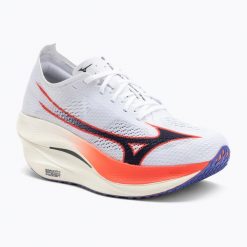 Buty do biegania Mizuno Wave Rebellion Pro 3 white/baritone blue/fiery cora. Białe buty do biegania Mizuno, bez wzorów, z materiału, bez zapięcia, do biegania, mizuno wave. Za 714.30 zł.