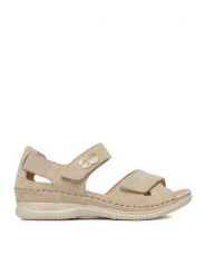Rieker Sandały CEO-V7474-60 Beżowy. Brązowe sandały Rieker, bez wzorów, ze skóry, bez obcasa, na płaskiej podeszwie, bez zapięcia. Za 369.99 zł.