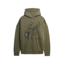 Bluza damska z kapturem Superdry Tattoo Embellish. Zielone bluzy z kapturem Superdry, bez wzorów, z kapturem. Za 381.75 zł.