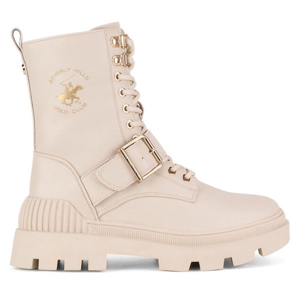 Trzewiki Beverly Hills Polo Club. Brązowe botki Beverly Hills Polo Club, bez wzorów, bez obcasa, na płaskiej podeszwie, bez zapięcia. Za 249.99 zł.