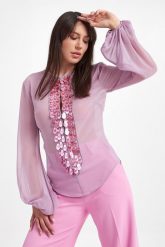 Bluzka damska BLUGIRL BLUMARINE. Bluzki Blugirl Blumarine, bez wzorów, bez kołnierzyka, bez ramiączek. W wyprzedaży za 563.60 zł.
