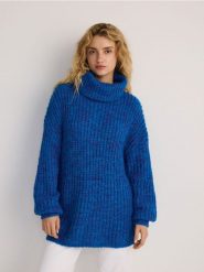 Sweter z golfem - wielobarwny. Swetry Reserved, l, bez wzorów, z dzianiny, bez ramiączek. W wyprzedaży za 79.99 zł.