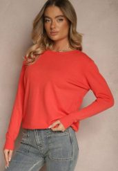 Pomarańczowy Sweter z Dodatkiem Kaszmiru Ozdobiony Ściągaczami Sanadora. Brązowe swetry Renee, bez wzorów, z jeansu, casualowe, bez ramiączek. W wyprzedaży za 55.99 zł.