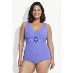 Damskie Strój kąpielowy faktura w kwiaty miękkie miseczki ozdobny pierścień. Stroje jednoczęściowe Ulla Popken, bez wzorów, z elastanu, sportowe. Za 239.99 zł.