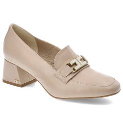 Beżowe Półbuty Chebello Damskie Eleganckie Obuwie. Brązowe półbuty wsuwane CheBello, bez wzorów, ze skóry, eleganckie, bez obcasa, na obcasie. Za 309.00 zł.