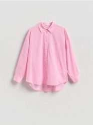 Bawełniana koszula - pastelowy róż. Czerwone koszule Reserved, l, bez wzorów, z bawełny, bez kołnierzyka, bez ramiączek. Za 99.99 zł.