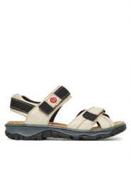 Rieker Sandały 68851-80 Beżowy. Brązowe sandały Rieker, bez wzorów, z materiału, bez obcasa, na płaskiej podeszwie, bez zapięcia. Za 223.99 zł.