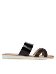 Badura Klapki 5084-69-1259 Czarny. Czarne klapki Badura, bez wzorów, z lakierowanej skóry, bez obcasa, bez zapięcia. Za 349.99 zł.
