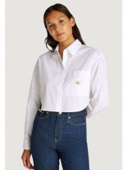 Calvin Klein Jeans Koszula J20J225078 Biały Relaxed Fit. Białe koszule Calvin Klein Jeans, l, bez wzorów, z bawełny, bez kołnierzyka, bez ramiączek. Za 229.99 zł.