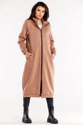 Długa bluza z kołnierzem zapinana na zamek beż. Bluzy Infinite You, l, bez wzorów, z materiału, bez kaptura, trekkingowe. Za 319.00 zł.