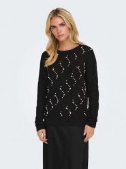 ONLY Sweter w kolorze czarnym rozmiar: S. Czarne swetry ONLY, s, bez wzorów, ze splotem, bez ramiączek. Za 94.45 zł.