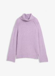 Gruby sweter oversize. Brązowe swetry bonprix, bez wzorów, bez ramiączek. Za 119.99 zł.