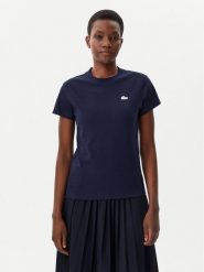Lacoste T-Shirt TF9246 Granatowy Slim Fit. Niebieskie t-shirty Lacoste, bez wzorów, z bawełny, bez kołnierzyka, bez ramiączek. Za 189.99 zł.