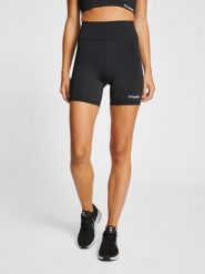 Damskie wysokie szorty Hummel MT Active. Czarne szorty sportowe Hummel, bez wzorów, z elastanu, z podwyższonym stanem, na fitness i siłownię. Za 269.50 zł.