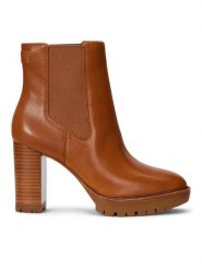 LAUREN RALPH LAUREN Botki 802937818003 Brązowy. Brązowe botki Lauren Ralph Lauren, bez wzorów, ze skóry, bez obcasa, na słupku, bez zapięcia. Za 649.99 zł.