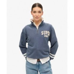 Bluza sportowa z pół-zipem. Niebieskie bluzy bez kaptura Superdry, bez wzorów, bez kaptura, na fitness i siłownię. Za 264.65 zł.