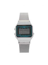 Casio Zegarek A700WEMS-1BEF Srebrny. Szare, cyfrowe zegarki Casio, srebrne. Za 229.99 zł.