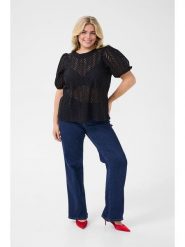 KAFFE curve Bluzka "Masia" w kolorze czarnym rozmiar: 42. Czarne bluzki KAFFE curve, bez wzorów, z bawełny, bez kołnierzyka, bez ramiączek. Za 126.99 zł.