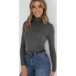 Ciemnoszary Golf Dere. Szare swetry Born2be, na jesień, xs, z aplikacjami, bez ramiączek. W wyprzedaży za 16.99 zł.