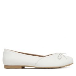 Baleriny Caprice. Białe baleriny Caprice, bez wzorów, bez obcasa, bez zapięcia. Za 339.99 zł.