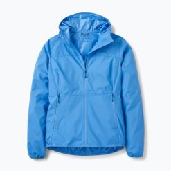 Kurtka przeciwiatrowa damska Rab Windgather Hoody. Niebieskie kurtki RAB, s, bez wzorów, z materiału, bez kaptura. Za 369.99 zł.