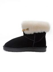NICEBAY Skórzane botki zimowe "Lertrude" w kolorze czarnym rozmiar: 39. Czarne botki NICEBAY, bez wzorów, z wełny, bez obcasa, bez zapięcia. Za 234.95 zł.