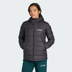 Kurtka z kapturem Terrex Multi Light Down CLIMAWARM. Czarne kurtki adidas, m, bez wzorów, z puchu, z kapturem. Za 649.00 zł.