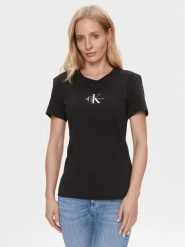 Calvin Klein Jeans T-Shirt Monologo J20J222564 Czarny Slim Fit. Czarne t-shirty Calvin Klein Jeans, s, bez wzorów, z bawełny, bez kołnierzyka, bez ramiączek. Za 99.99 zł.