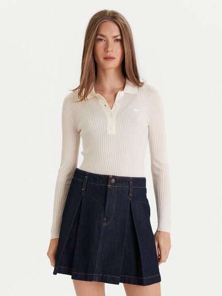 Lacoste Sweter AF4006 Écru Slim Fit. Swetry Lacoste, bez wzorów, z wełny, bez ramiączek. Za 729.99 zł.