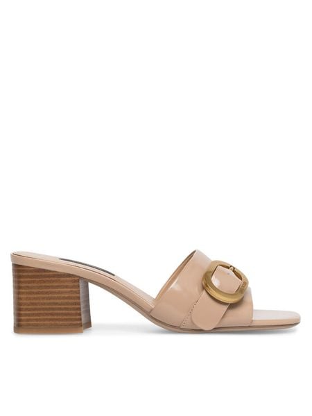 Gino Rossi Klapki VITA-V15595-15-1 Beżowy. Brązowe klapki Gino Rossi, bez wzorów, z lakierowanej skóry, bez obcasa, bez zapięcia. Za 160.99 zł.