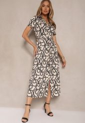 Czarno-Beżowa Sukienka z Wiskozą o Koszulowym Kroju z Geometrycznym Wzorem Saravione. Czarne sukienki Renee, l, bez wzorów, z wiskozy, eleganckie, bez kołnierzyka, bez ramiączek, koszulowe. W wyprzedaży za 143.99 zł.