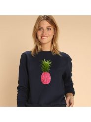 WOOOP Bluza "Floral pineapple" w kolorze granatowym rozmiar: L. Niebieskie bluzy bez kaptura Wooop, l, bez wzorów, z bawełny, bez kaptura. Za 100.99 zł.