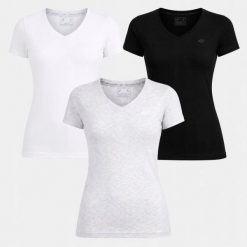 T-SHIRT DAMSKI 4F KOSZULKA SPORTOWA ZESTAW KOMPLET 3 SZTUKI XS F3307 SS26. T-shirty sportowe 4f, uniwersalny, bez wzorów, z bawełny, bez ramiączek, na fitness i siłownię. Za 119.97 zł.