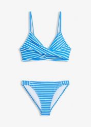 Bikini z kopertowym dekoltem (2 części). Niebieskie bikini bonprix, bez wzorów. Za 119.99 zł.