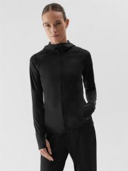 4F Bluza treningowa z materiałów z recyklingu damska M. Czarne bluzy 4f, m, bez wzorów, z dzianiny, bez ramiączek, bez kaptura. Za 229.99 zł.