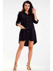 Awama Sukienka w kolorze czarnym rozmiar: L/XL. Czarne sukienki Awama, l, bez wzorów, bez kołnierzyka, bez ramiączek, mini. Za 177.94 zł.