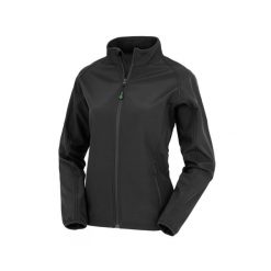 Damska kurtka z recyklingu Result Softshell. Czarne kurtki RESULT, bez wzorów, z softshellu, bez kaptura. Za 161.50 zł.