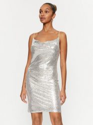 Vero Moda Sukienka koktajlowa 10295675 Srebrny Regular Fit. Szare sukienki Vero Moda, xl, bez wzorów, z syntetyku, wizytowe, bez kołnierzyka, bez ramiączek. Za 339.99 zł.