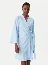 DKNY Szlafrok YI20046 Błękitny. Niebieskie szlafroki damskie DKNY, xs, bez wzorów, z bawełny, bez ramiączek. Za 289.99 zł.