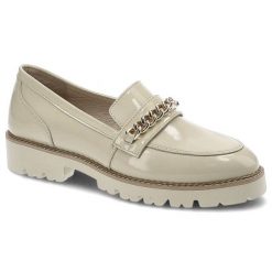 Beżowe Półbuty Chebello Eleganckie Mokasyny Damskie. Brązowe mokasyny CheBello, bez wzorów, ze skóry. Za 249.00 zł.