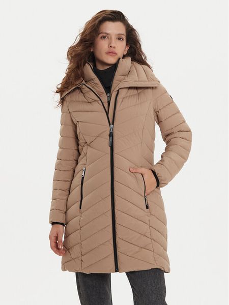 DKNY Kurtka zimowa DLEMPN46 Brązowy Slim Fit. Brązowe kurtki DKNY, na zimę, xl, bez wzorów, z syntetyku, bez kaptura. Za 809.99 zł.