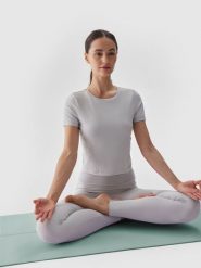 4F Koszulka do jogi i pilatesu slim szybkoschnąca damska - szara S. Szare t-shirty sportowe 4f, s, bez wzorów, z dzianiny, bez ramiączek, na fitness i siłownię. W wyprzedaży za 39.99 zł.
