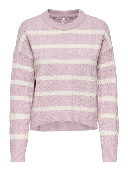 ONLY Sweter w kolorze jasnoróżowym rozmiar: L. Różowe swetry ONLY, l, bez wzorów, ze splotem, bez ramiączek. Za 83.42 zł.