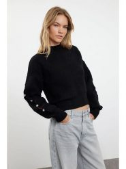 Trendyol Sweter w kolorze czarnym rozmiar: L. Czarne swetry Trendyol, l, bez wzorów, ze splotem, bez ramiączek. Za 149.66 zł.