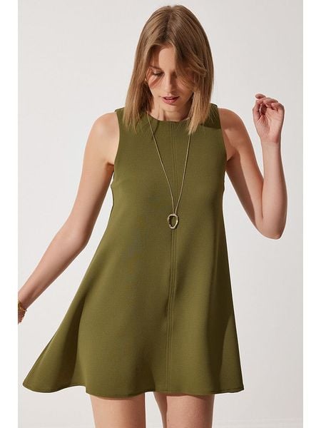 Happiness Istanbul Sukienka w kolorze oliwkowym rozmiar: 38. Brązowe sukienki Happiness Istanbul, bez wzorów, bez kołnierzyka, bez ramiączek, mini. Za 78.84 zł.