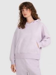 4F Bluza dresowa nierozpinana z kapturem damska - fioletowa XL. Fioletowe bluzy 4f, uniwersalny, bez wzorów, z bawełny, klasyczne, bez ramiączek, z kapturem. Za 159.99 zł.