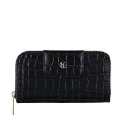 Damski portfel skórzany z suwakiem Canaletto croco PD2006s121 RFID. Czarne portfele bez wzorów, ze skóry. Za 190.00 zł.