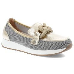 Złote Półbuty S.Barski Eleganckie Wsuwane Obuwie Damskie. Białe półbuty wsuwane S.BARSKI, bez wzorów, eleganckie, bez obcasa. Za 239.00 zł.